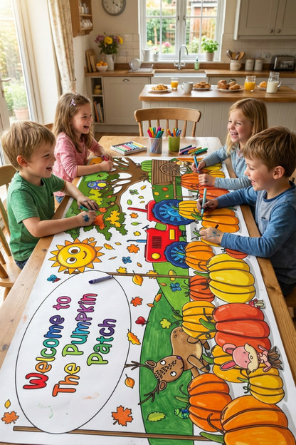 Pumpkin Patch Coloring Tablecloth Fall Harvest Party Decor