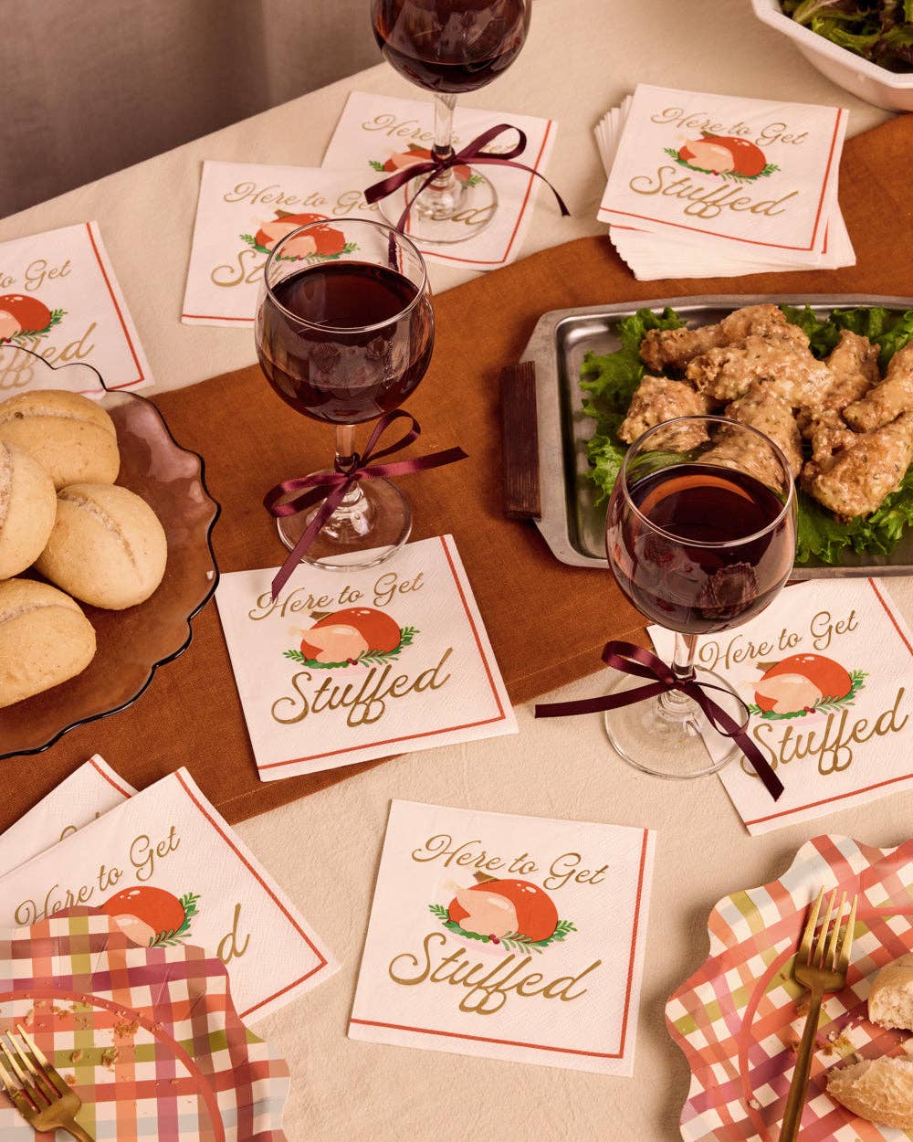 Here To Get Stuffed Thanksgiving Cocktail Napkins 25ct
