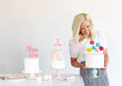 Pom Pom Cake Toppers 6ct