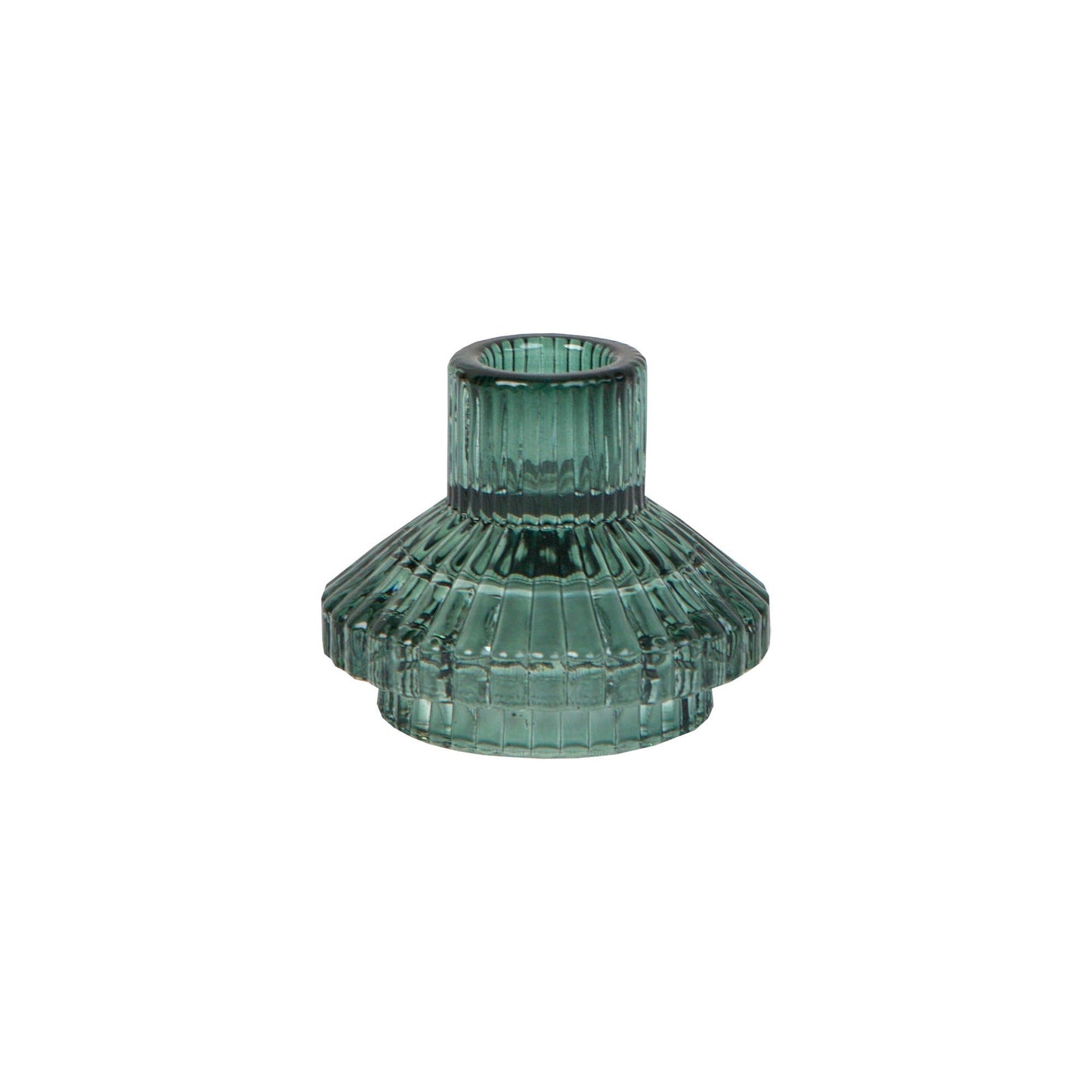 Small Ribbed Glass Candle Holder