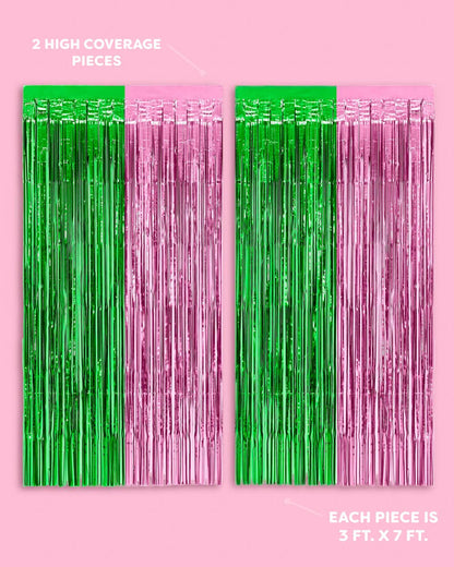 Wicked Witch Foil Curtain Pink + Green 2ct