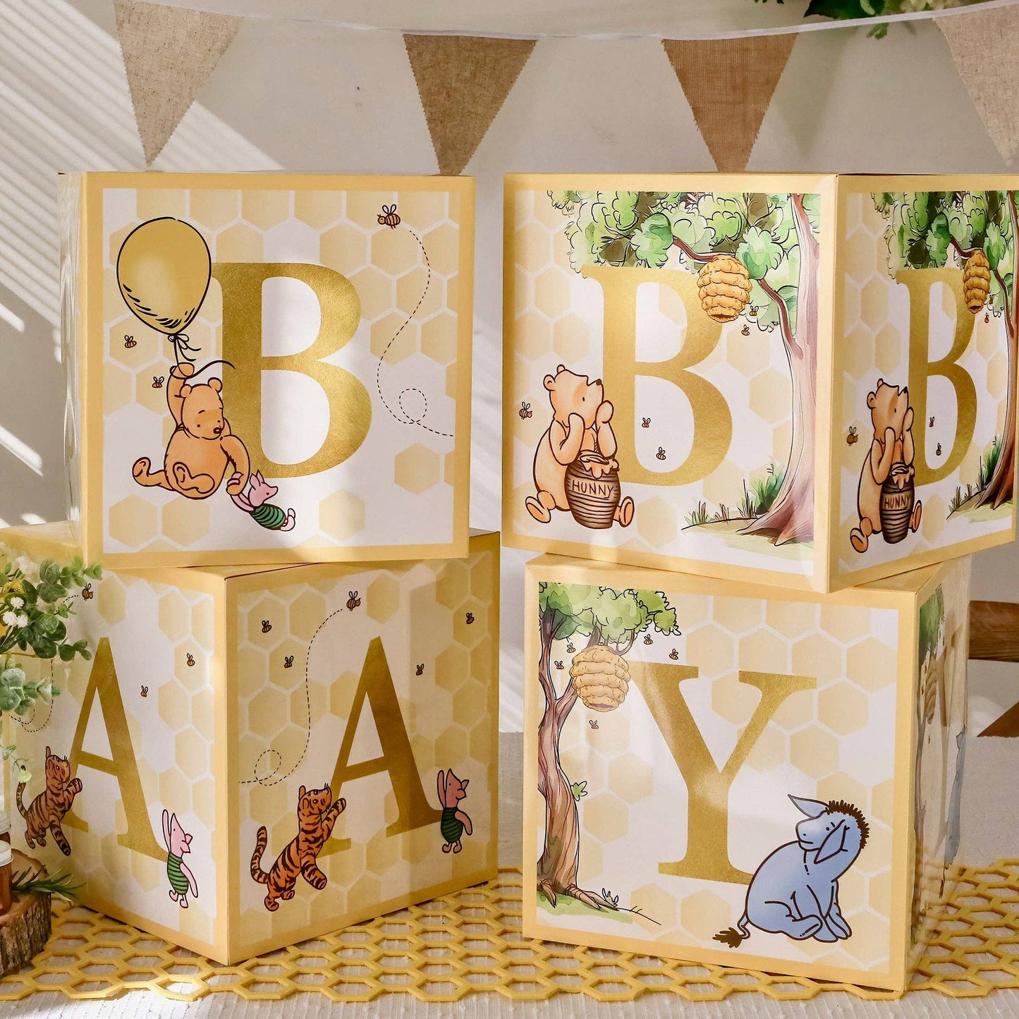 Honey Bear Baby Block Boxes