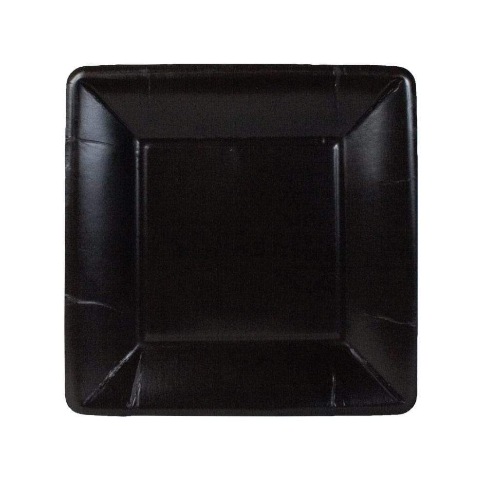 Grosgrain Black Square 8in Dessert Plates 8ct