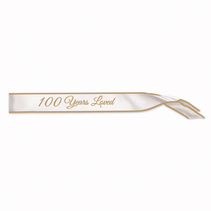 100 Years Loved Satin Sash 33" x 4" (1/Pkg)