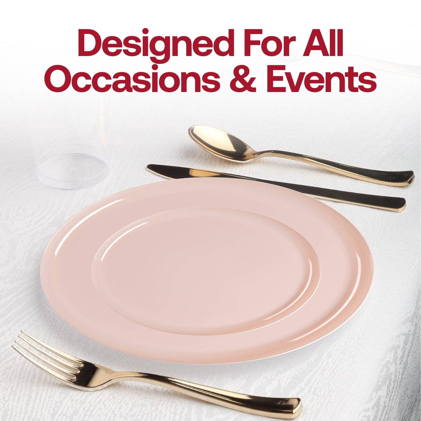 10" Pink Flat Round Plastic Dinner Plates - 10 pcs