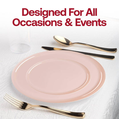 10" Pink Flat Round Plastic Dinner Plates - 10 pcs