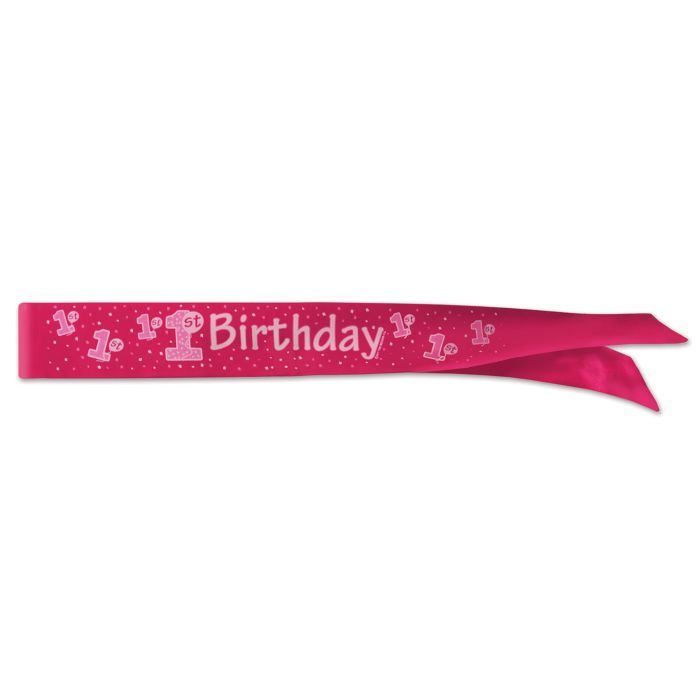 1st Birthday Satin Sash Pink