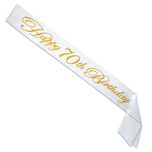 Glittered Happy "70th" Birthday Satin Sash