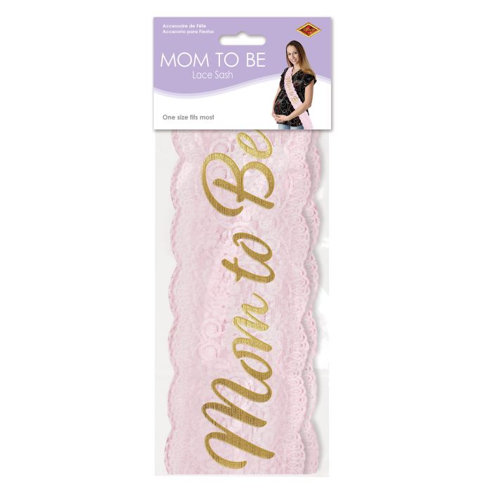 Mom To Be Lace Sash Pink