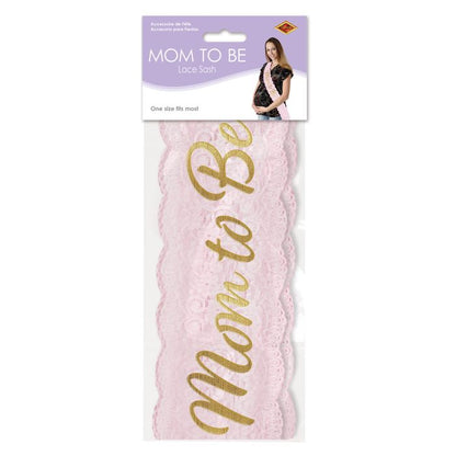 Mom To Be Lace Sash Pink