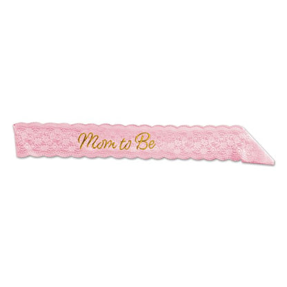 Mom To Be Lace Sash Pink