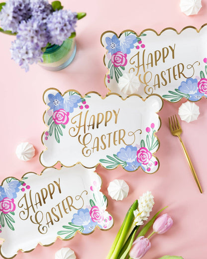 Happy Easter Scallop Paper Plate