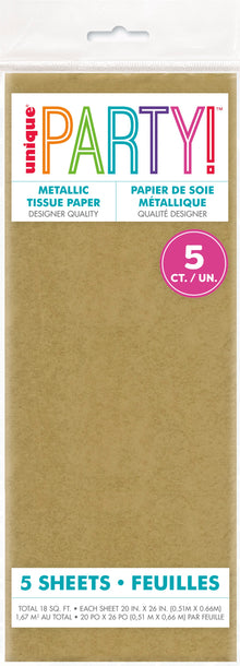 Gold Metallic Tissue Sheets 5ct