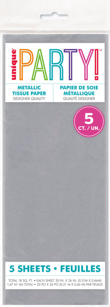 Silver Metallic Tissue Sheets 5ct