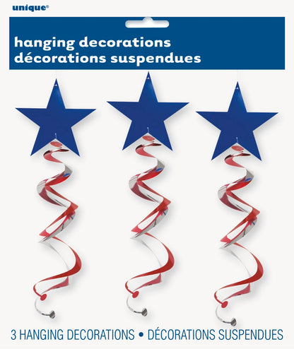 Patriotic Swirl Decorations 3ct