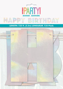 Iridescent Foil Happy Birthday Banner 7.25ft