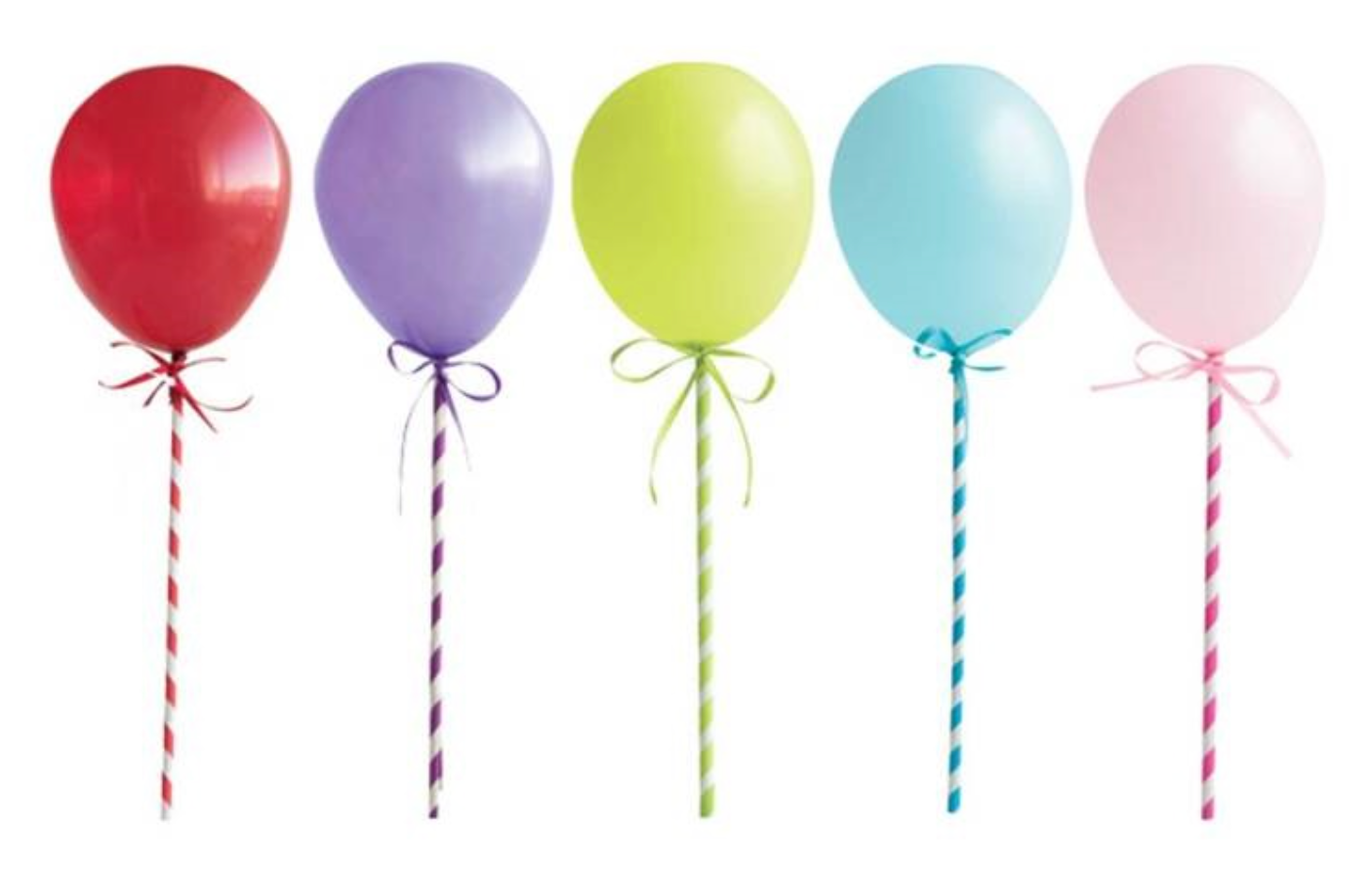 Mini Balloon Stick Cake Toppers 5ct - Assorted