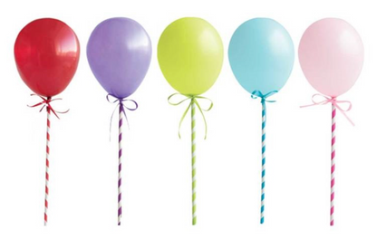 Mini Balloon Stick Cake Toppers 5ct - Assorted