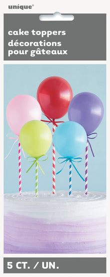 Mini Balloon Stick Cake Toppers 5ct - Assorted