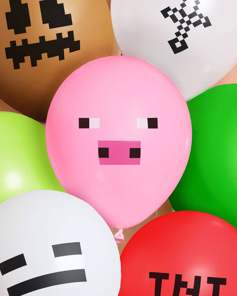 Pixel Minecraft Game Packaged Balloons 25ct