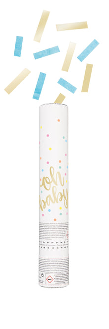 Oh Baby Blue and Gold Confetti Cannon