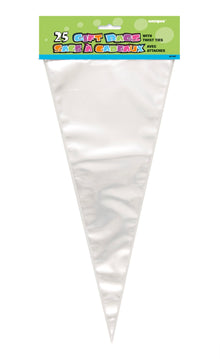Clear Large Cone Cellophane Bags 25ct