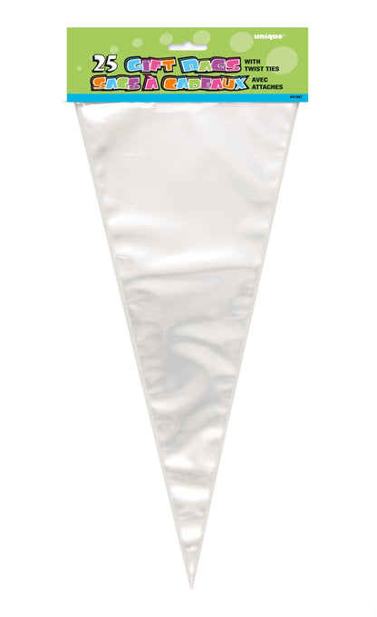 Clear Large Cone Cellophane Bags 25ct