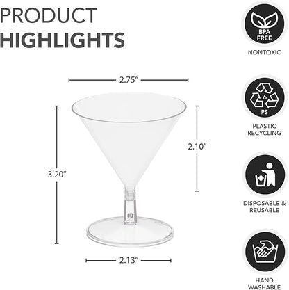 2 oz. Mini Martini Glasses - Clear 12 Ct.