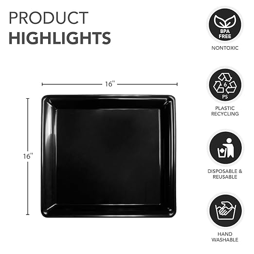 Black Square Tray 16in