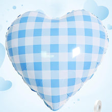 #679 Gingham Blue Heart 18in Balloon