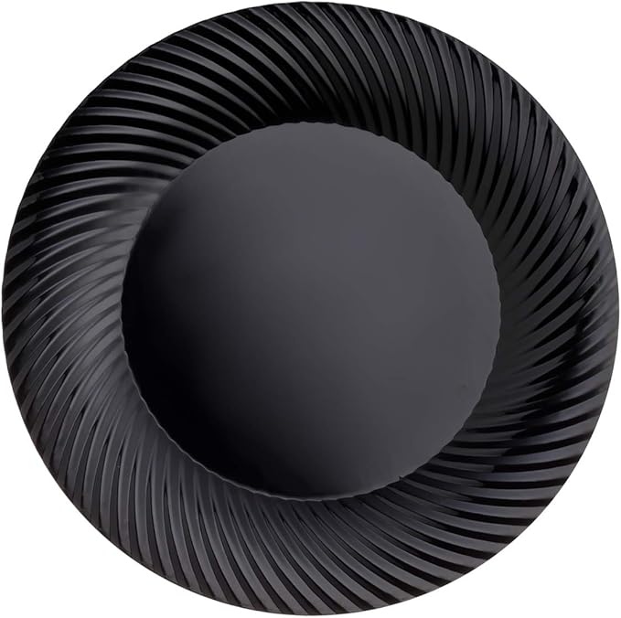 Black Plastic Premium Swirl Plates