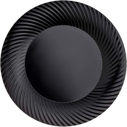 Black Plastic Premium Swirl Plates