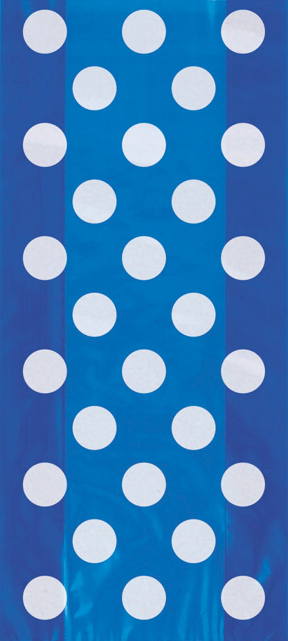 Royal Blue Dots Cellophane Bags 20ct