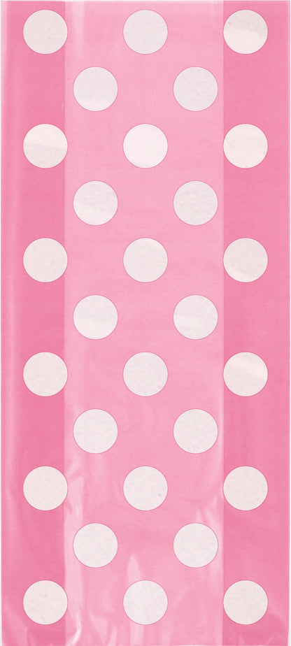 Hot Pink Dots Cellophane Bags 20ct