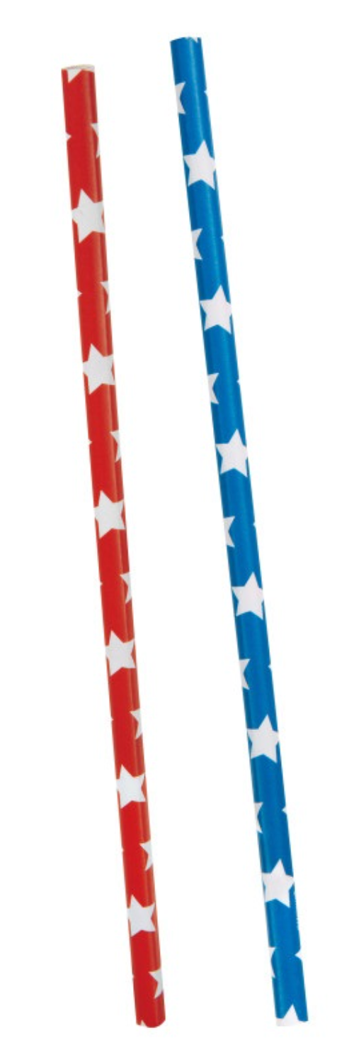 Red & Blue Stars Paper Straws 10ct
