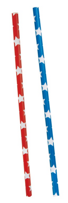 Red & Blue Stars Paper Straws 10ct
