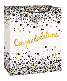 Speckled Black & Gold Congratulations Large Gift Bag