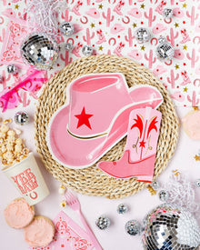 Cowgirl Hat Pink Shaped Paper Plates 8ct