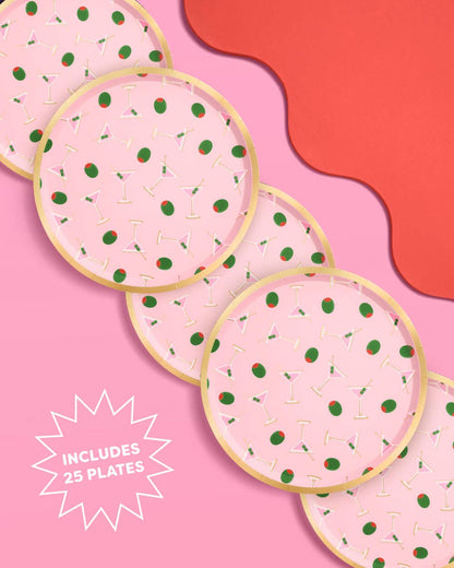 Martini Plates - 25 paper plates, Birthday, Bachelorette