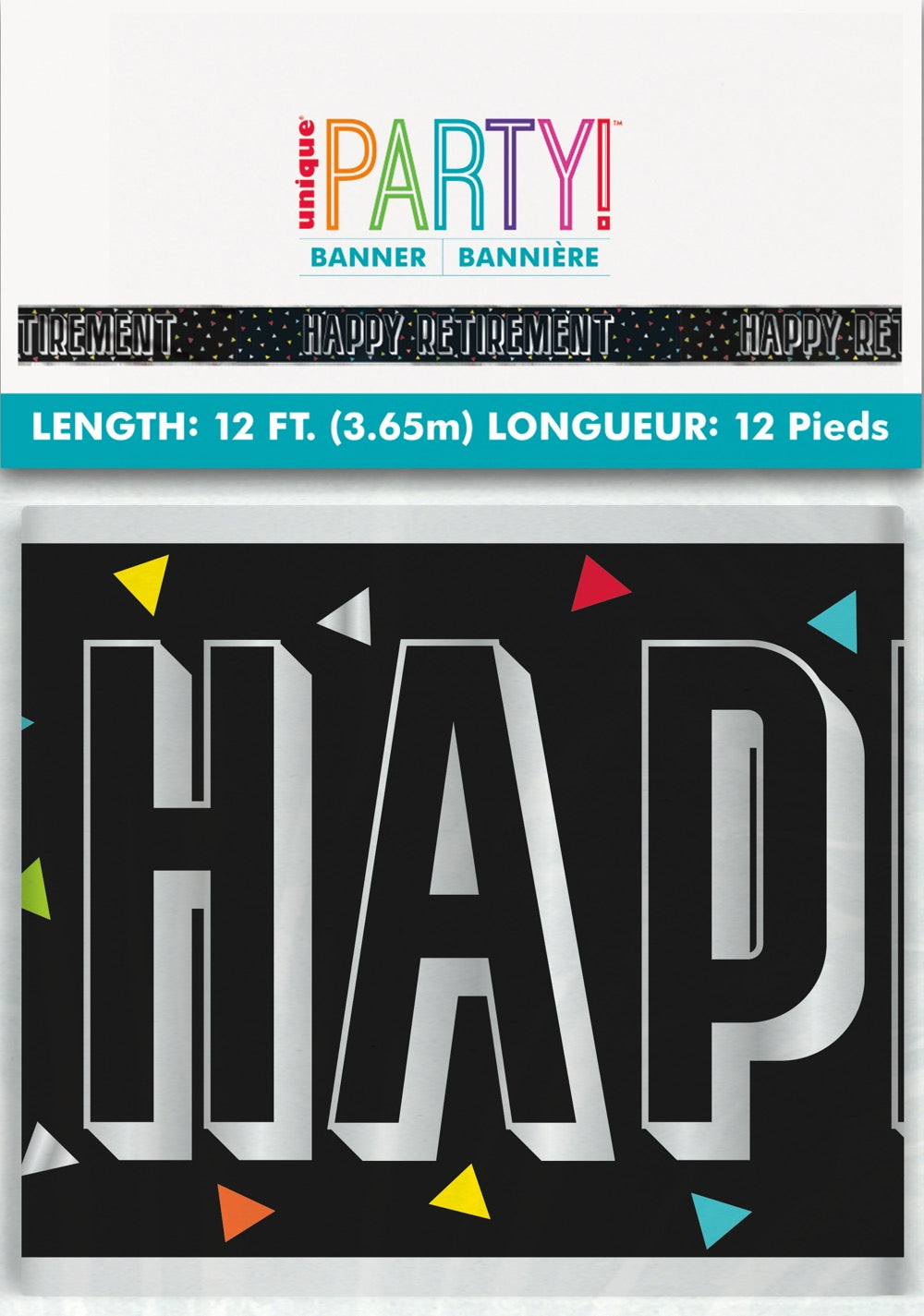 Black Happy Retirement Banner 12ft