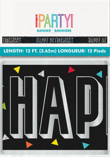Black Happy Retirement Banner 12ft