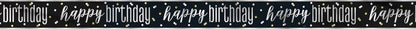 Black & Silver Foil Happy Birthday Banner 12ft