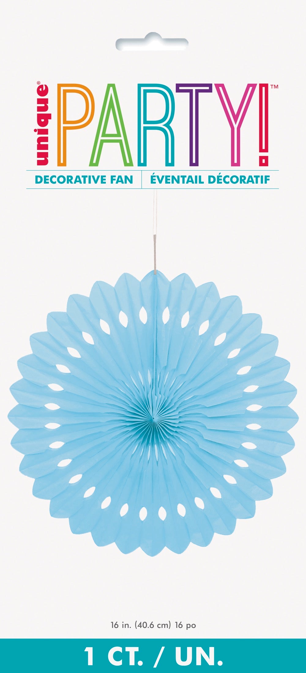 Light Blue Solid 16in Tissue Paper Fan