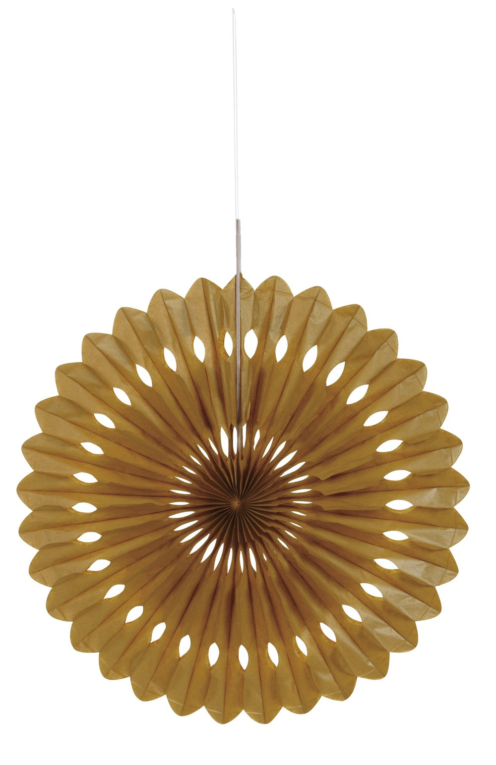 Gold Solid 16in Tissue Paper Fan