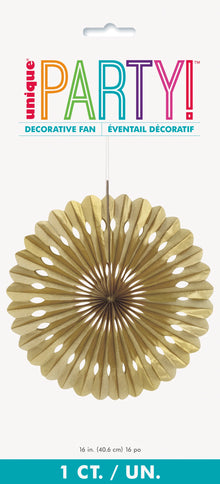 Gold Solid 16in Tissue Paper Fan