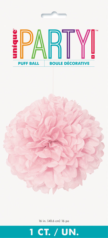 Pink Solid 16in Hanging Tissue Pom Pom