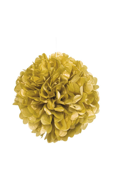 Gold Metallic Solid 16in Hanging Tissue Pom Pom