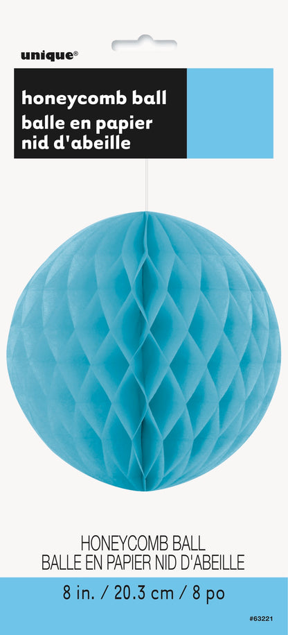 Light Blue Solid 8in Honeycomb Ball
