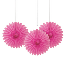 Hot Pink Solid 6in Tissue Paper Fans 3ct