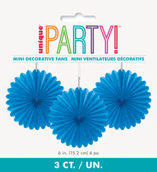 Royal Blue Solid 6in Tissue Paper Fans 3ct